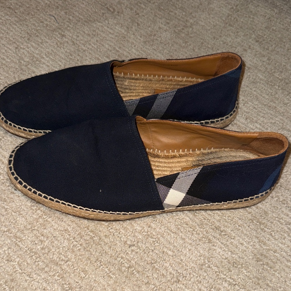 Authentic Burberry Men's Navy and Tan Espadrilles